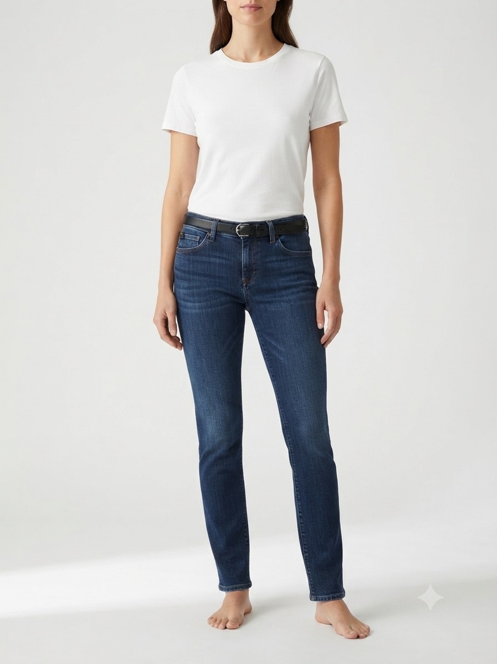 Lee Secretly Shapes Straight Leg Jeans Women’s 4 Petite Mid Rise Dark Wash Denim